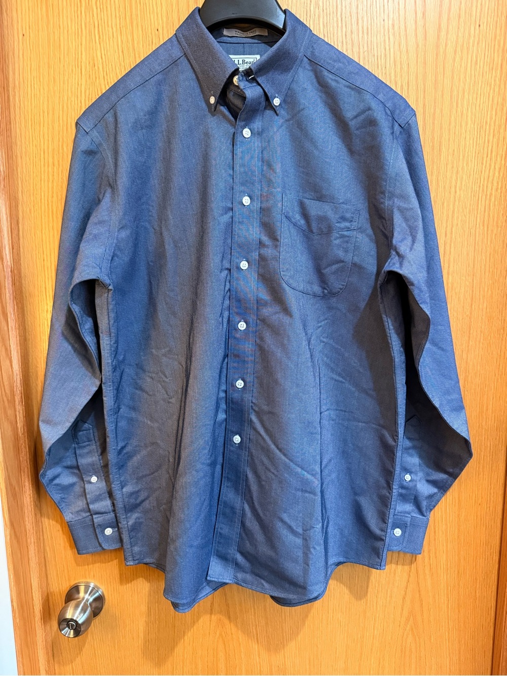 L.L. Bean Men's Long-Sleeve Button-Down Shirt in Navy Blue